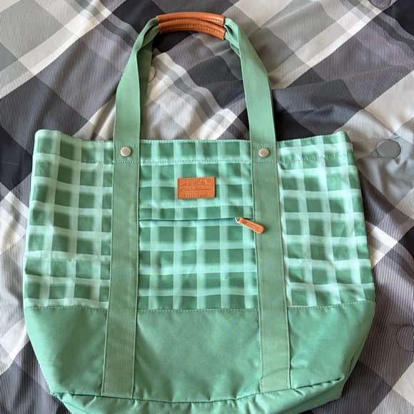Eddie Bauer Mint Green Checkered Tote - Picture 1 of 4